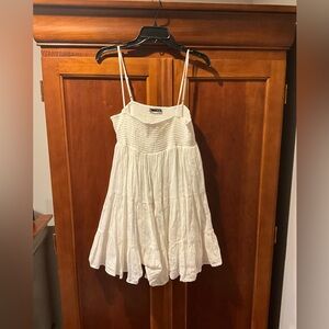 Zara White Tiered Smocked Babydoll Sundress Size Medium